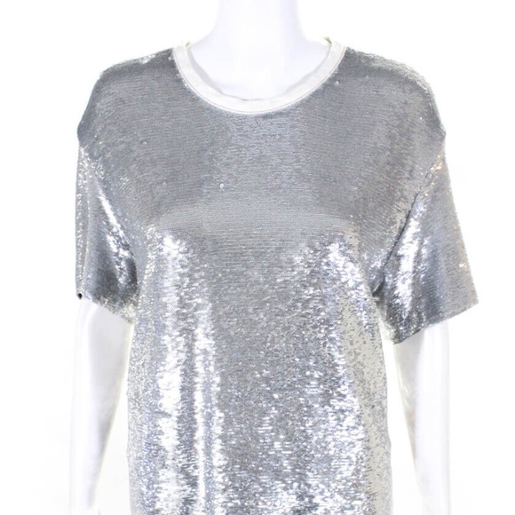 IRO "Natesa" long sequin tee- silver size 34 - Picture 5 of 5
